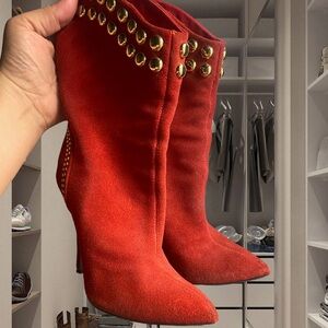 Red Suede Boots by Zanotti